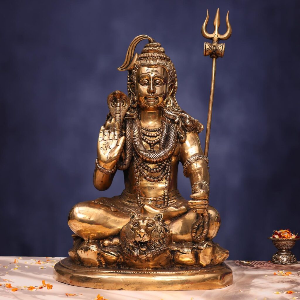 brass big shiva idol with trishul