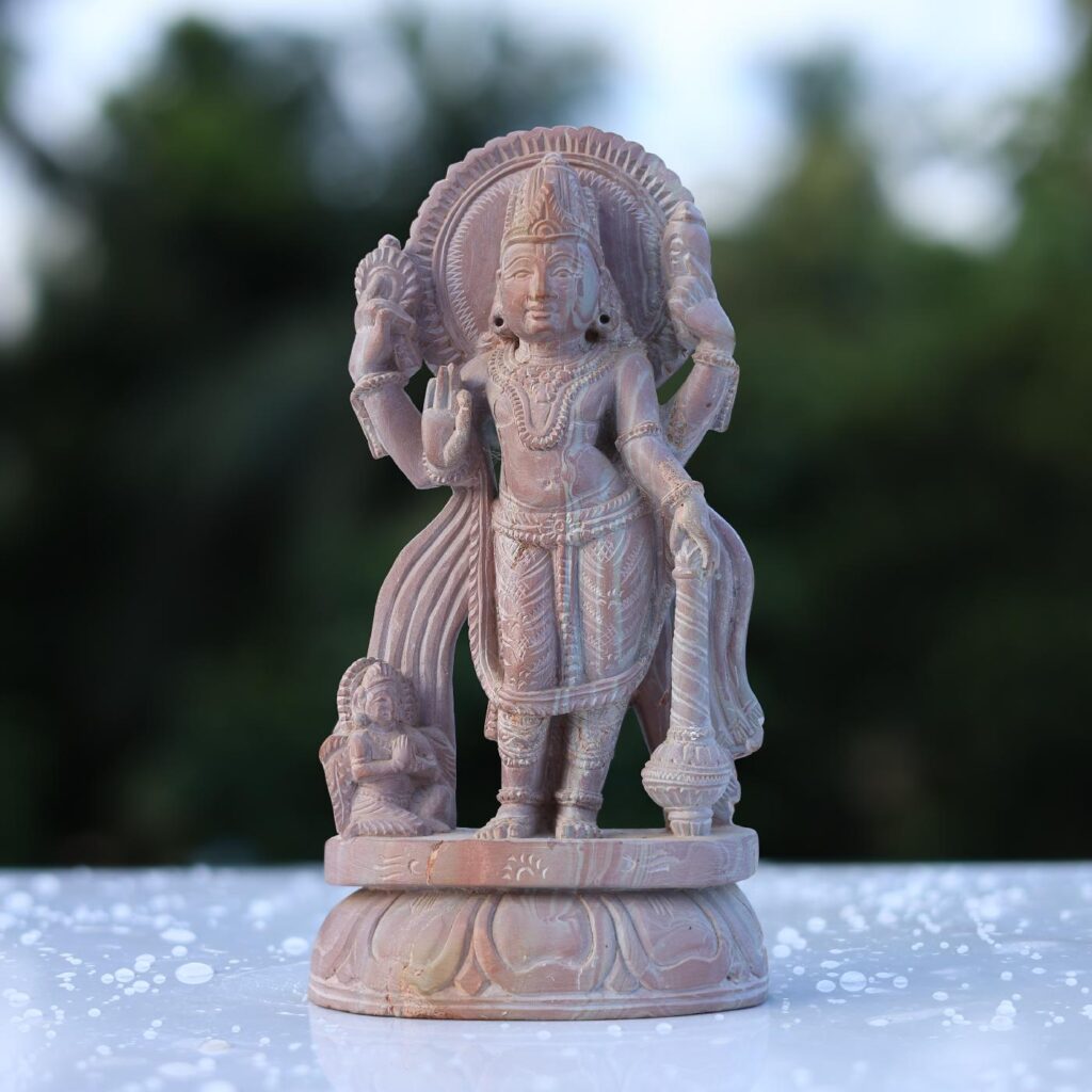 pink stone vishnu idol
