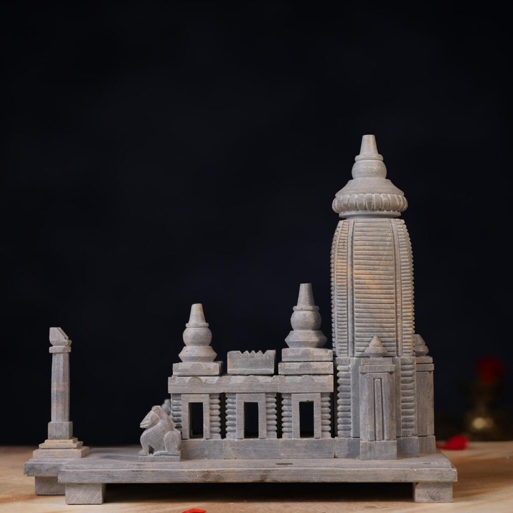 Side view of Green Stone Jagannath Temple handcrafted 9.5 Inch Puri replica idol.