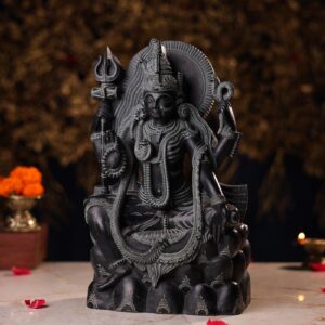 Black Stone Ardhanareshwar Murti Handcrafted 10.5 inch