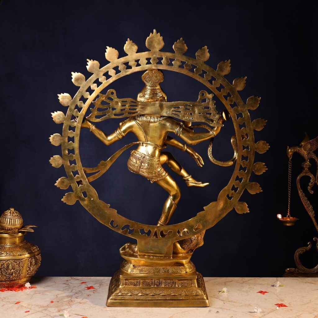 Side View of Brass Nataraj Idol 33 Inch