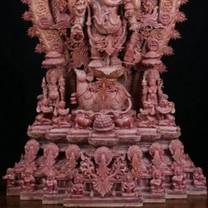 Close up detailing of pink stone Ganesh idol face