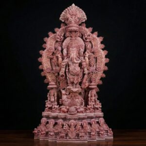 48 inch pink stone large Ganesh murti handcrafted by Odisha artisans