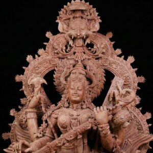 Large Pink Stone Saraswati Statue 6 Feet Height