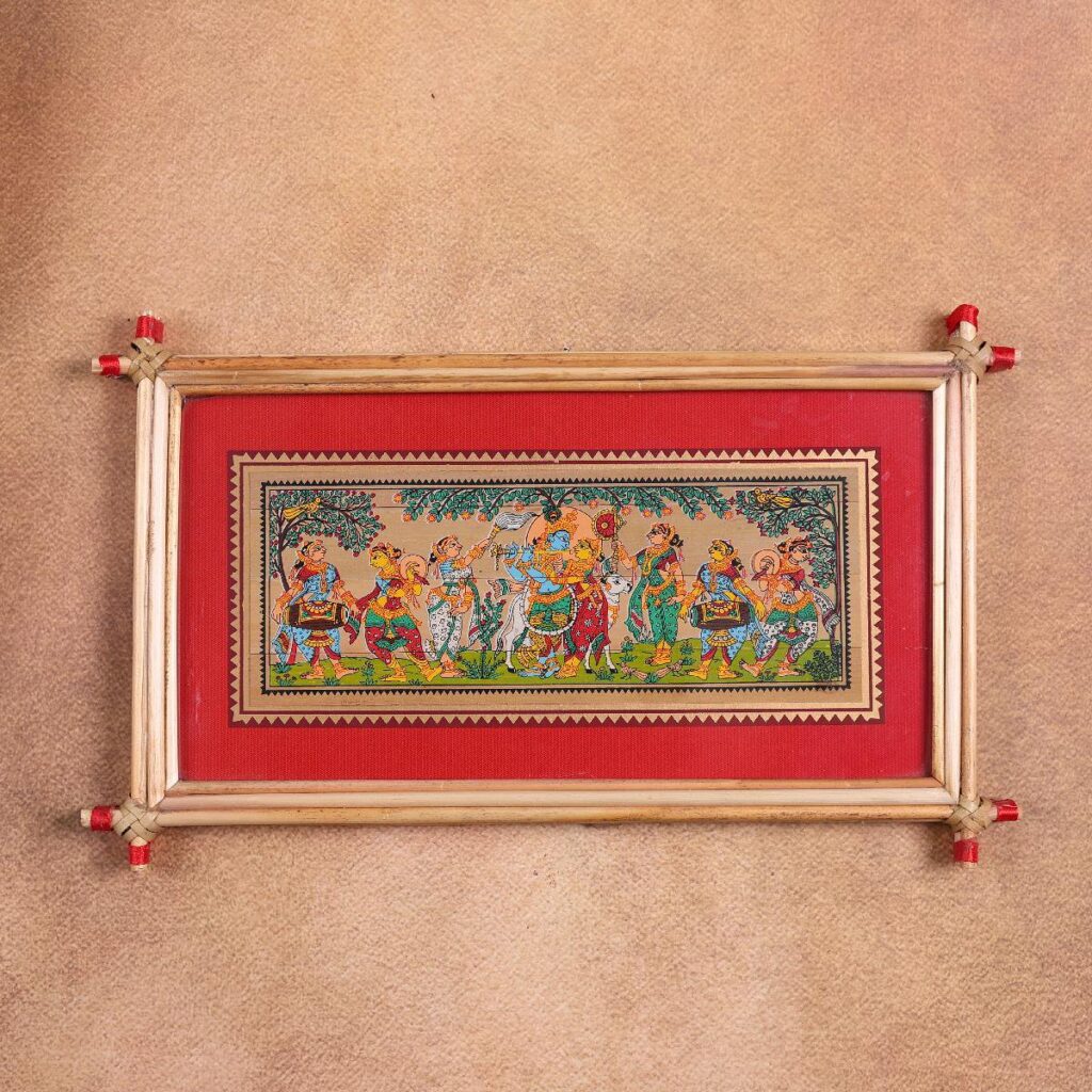 Gopa Rasa Leela Horizontal Tala Pattachitra Palm Leaf Art Odisha