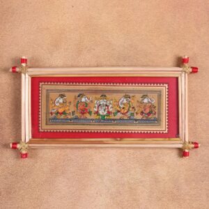 Pancha Ganesha Palm Leaf Art – Five Forms of Ganapati Tala Patra Chitra