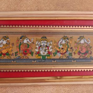 Pancha Ganesha Palm Leaf Art – Five Forms of Ganapati Tala Patra Chitra