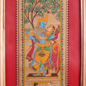 Radha Krishna Vrindavan Palm Leaf Art – Tala Patra Chitra Wall Hanging