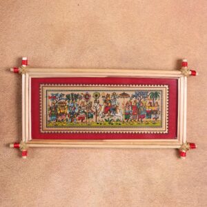 Shiva Parvati Procession Palm Leaf Art – Tala Patra Chitra Wall Hanging