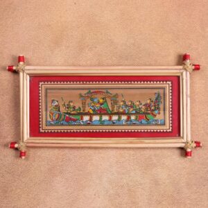 Radha Krishna Nauka Vihar Palm Leaf Art – Tala Patra Chitra Wall Hanging