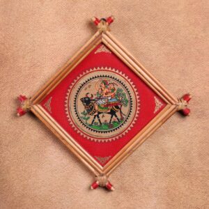Traditional Tribal Bull Ride Palm Leaf Art – Odisha Tala Patra Chitra Wall Hanging