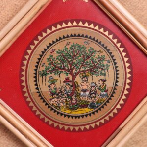 Odisha Tribal Village Scene Palm Leaf Art – Traditional Tala Patra Chitra Wall Hanging