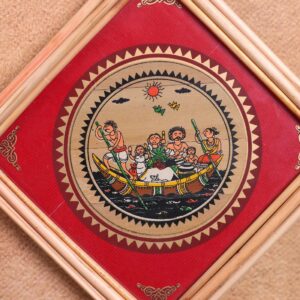 Traditional Odisha Boat Scene Palm Leaf Art – Tala Patra Folk Wall Hanging