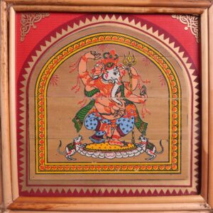 Tantric Ucchishta Ganapati Palm Leaf Art – Rare Ganesha Tala Patra Wall Hanging