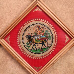 Traditional Tribal Bull Ride Palm Leaf Art – Odisha Tala Patra Chitra Wall Hanging