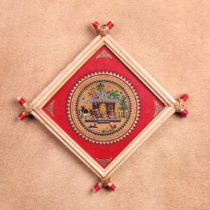 Traditional Village Life Palm Leaf Art – Rural Folk Wall Hanging (Tala Patra Art)