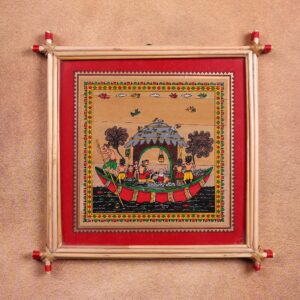 Odisha River Life Palm Leaf Art – Traditional Fishing Boat Tala Patra Wall Hanging