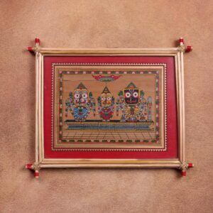 Jagannath Balabhadra Subhadra Palm Leaf Art – Traditional Odisha Tala Patra Wall Hanging
