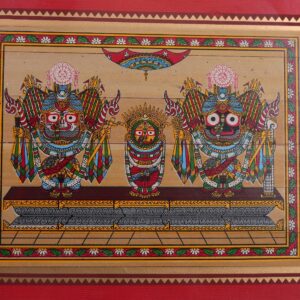 Jagannath Balabhadra Subhadra Palm Leaf Art – Traditional Tala Patra Wall Hanging