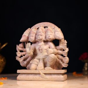 Pink Stone Panchmukhi Hanuman Idol – 8 Inch Divine Murti