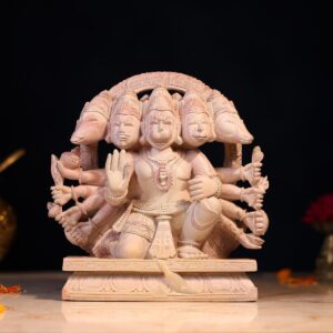 Pink Stone Panchmukhi Hanuman Idol – 8 Inch Divine Murti