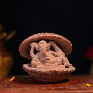 Pink Stone Reclining Ganesh Statue – 3.5 Inch Lord Ganesha Murti