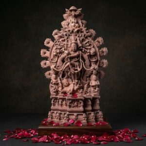 3 feet handcrafted pink stone Nataraja statue of Lord Shiva front view