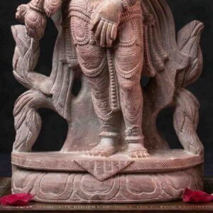 8 Inch Pink Stone Apsara Statue – Handcrafted Decorative Sculpture
