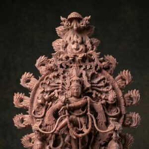 close up detailing of pink stone nataraja statue handcrafted shiva sculpture