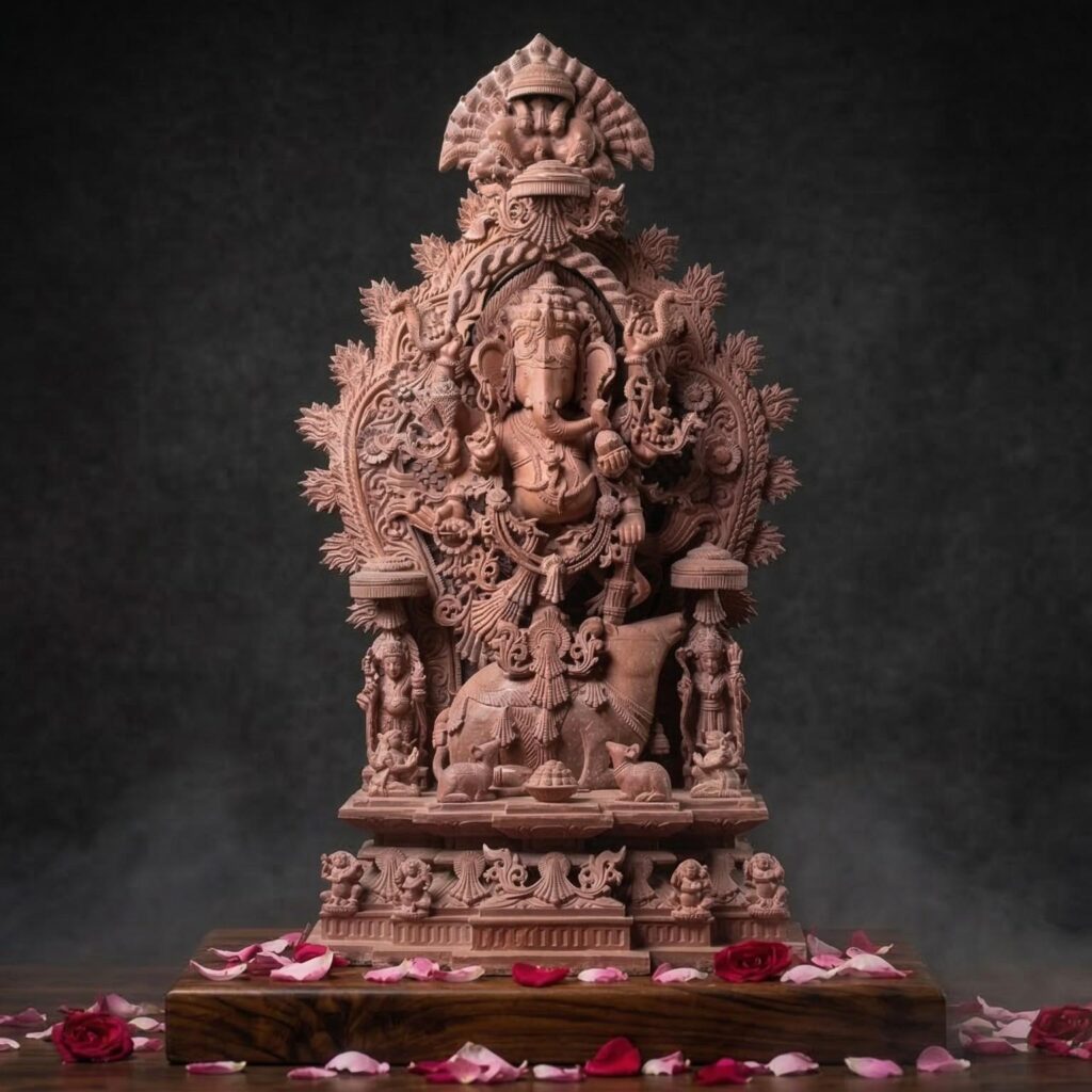 3 feet pink stone ganesh statue handcrafted lord ganesha stone murti