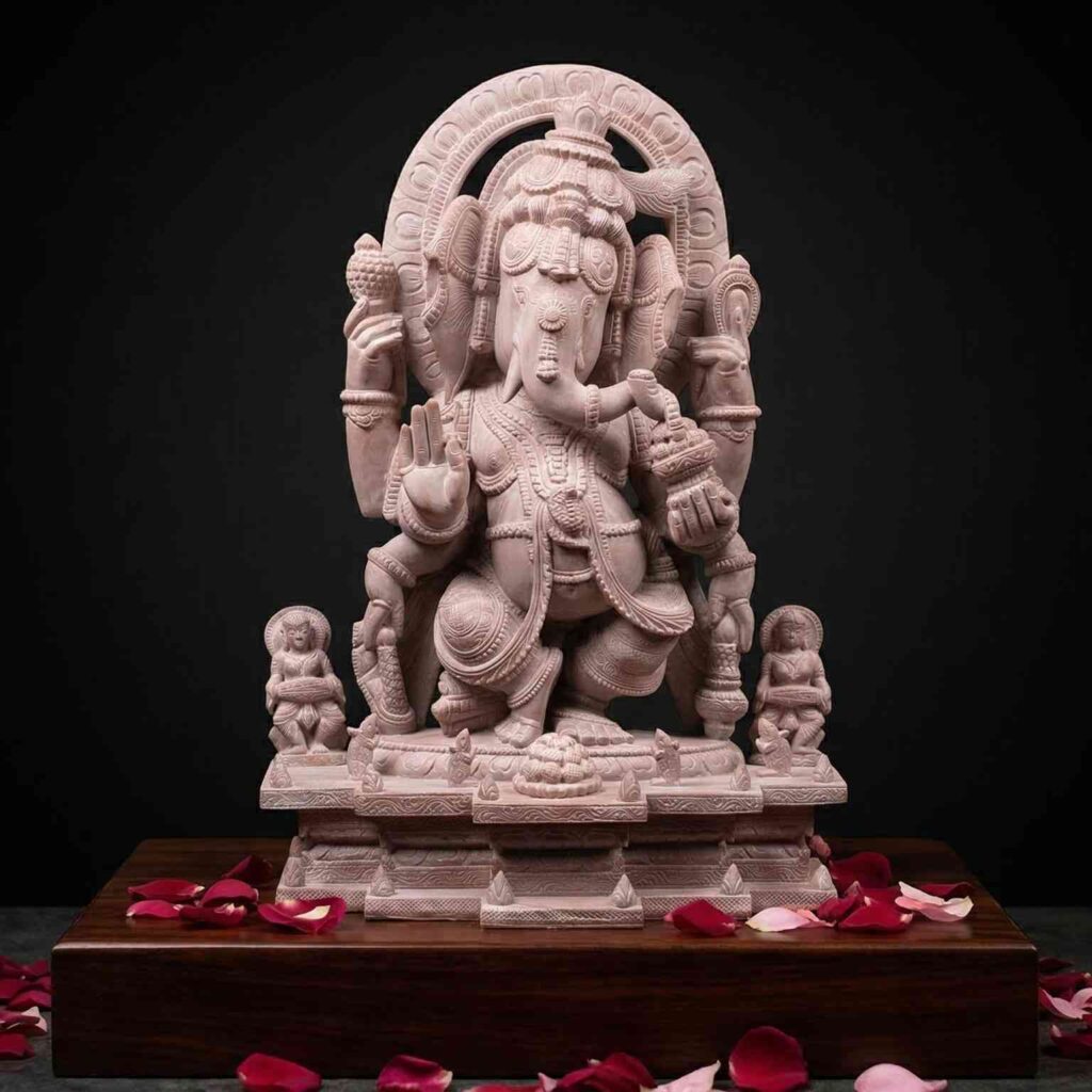 8 inch standing brass ganesh idol handcrafted murti