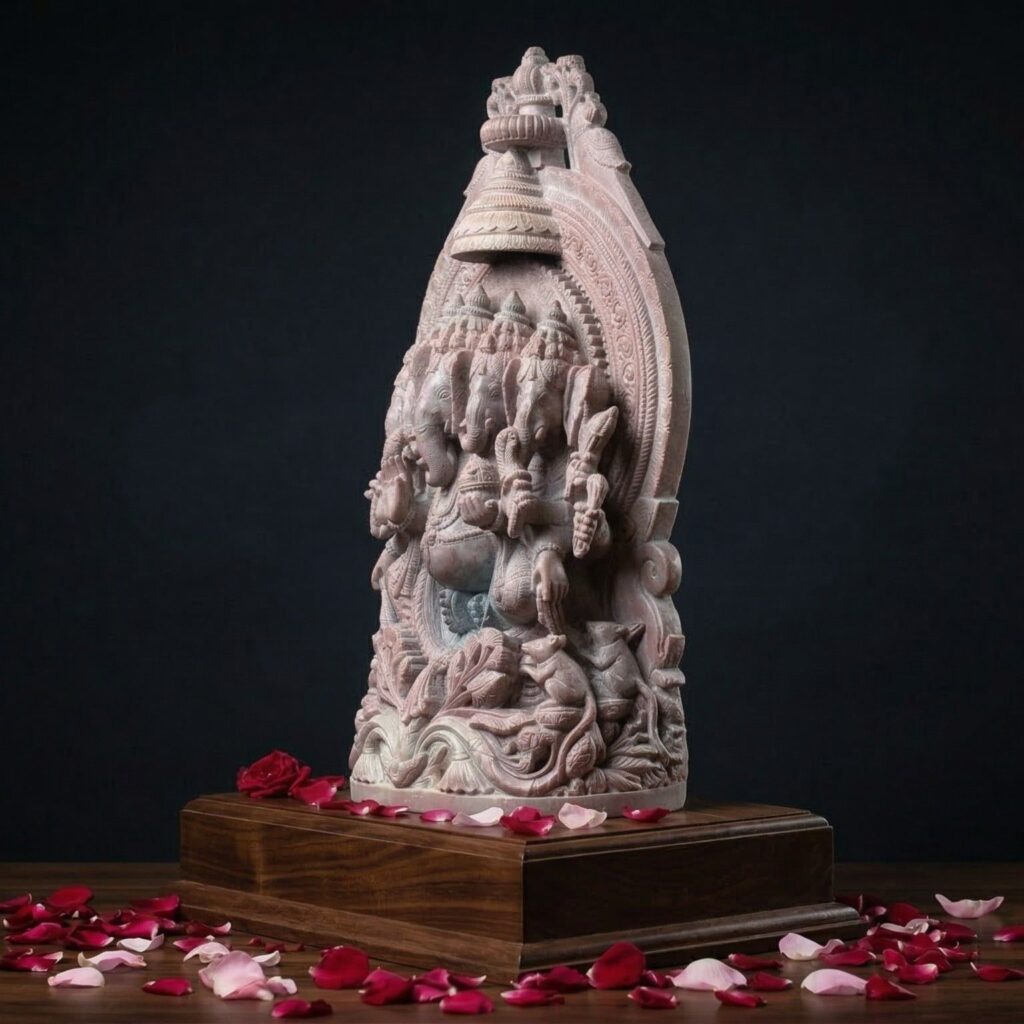 side-view-pink-stone-ganesh-statue
