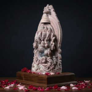 2 Feet Pink Stone Panchmukhi Ganesh Statue – Handcrafted Five Face Ganesha Murti