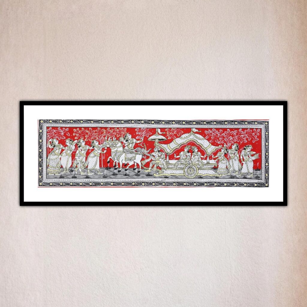 Krishna Mathura Vijaya Pattachitra painting handcrafted Odisha art