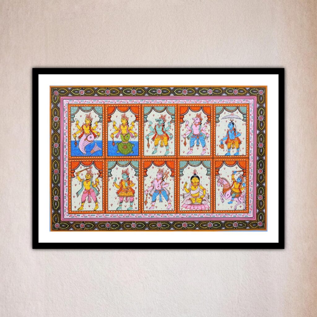 Dashavatara Pattachitra painting handcrafted Odisha traditional art