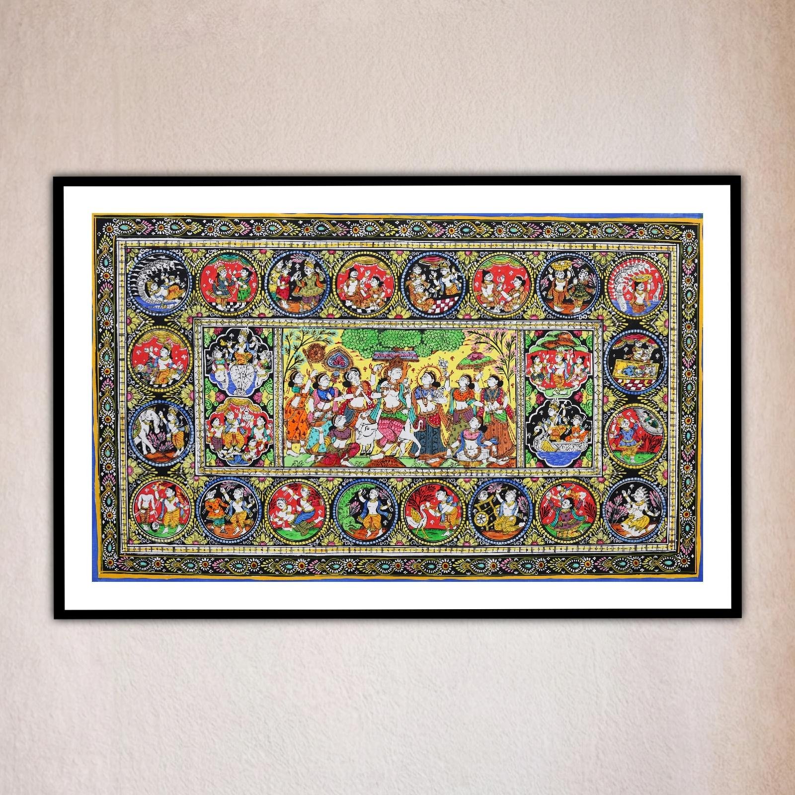 Krishna Leela Pattachitra Wall Art – Odisha Handcrafted