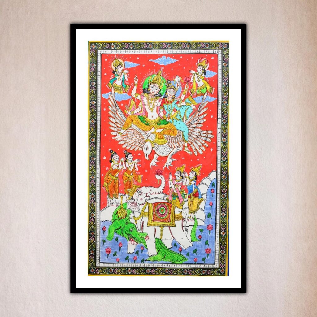Gajendra Moksha Pattachitra painting traditional Odisha Vishnu art