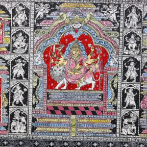 Intricate patterns and vibrant colors surround the central figure in the Durga Dashamahavidya Pattachitra Painting.
