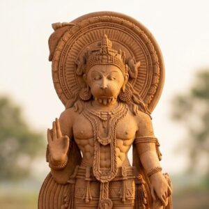 Large Sandstone Hanuman Idol – Handcrafted Lord Murti 7 Feet – close view