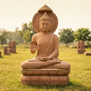 7 feet sandstone Buddha idol for garden and meditation décor