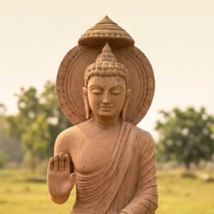 Sandstone Buddha Idol – Handcrafted Meditation Murti 7 Feet