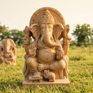 26 Inch Sandstone Ganesh Murti – Handcrafted Lord Ganesha Statue