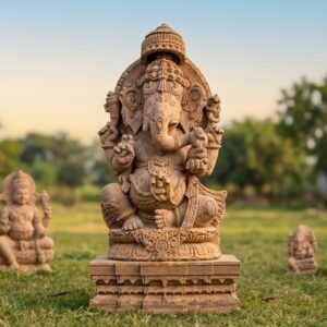 Handcrafted 10 feet sandstone Ganesh statue for temple and garden