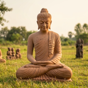 Sandstone Buddha statue in meditation posture for garden décor
