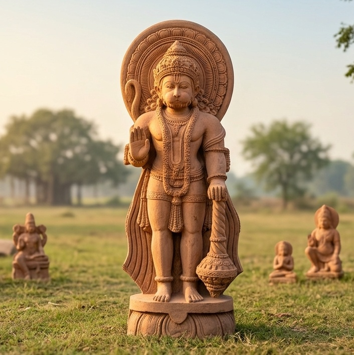 5 feet sandstone Hanuman statue for temple and garden décor