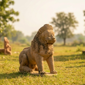 Handcrafted sandstone lion statue for garden and entrance décor