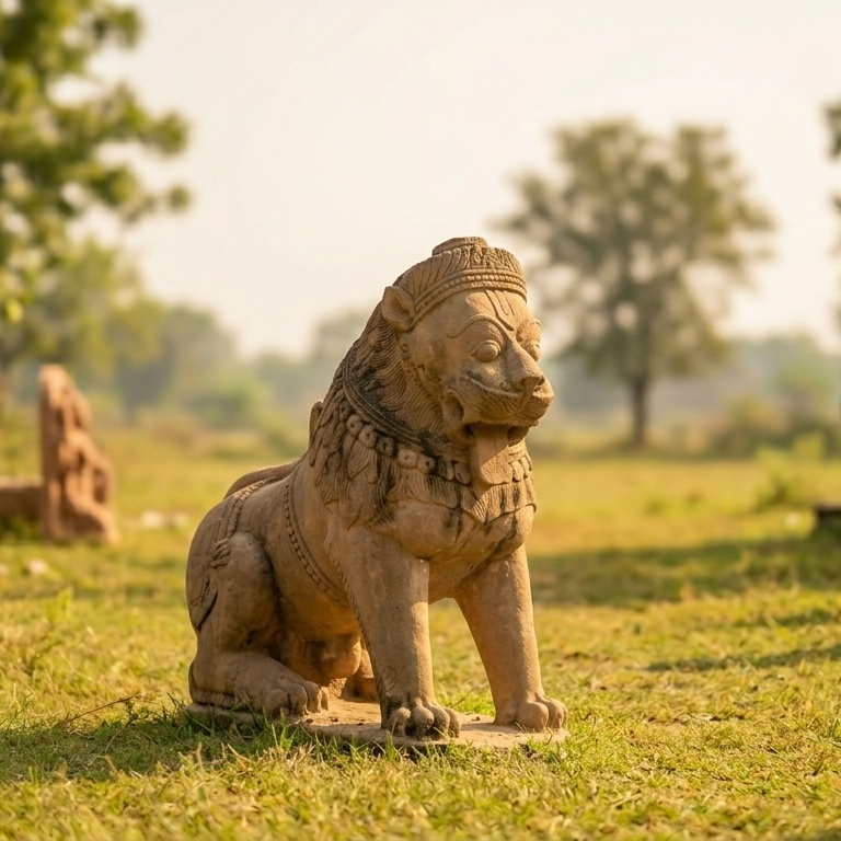 Handcrafted sandstone lion statue for garden and entrance décor