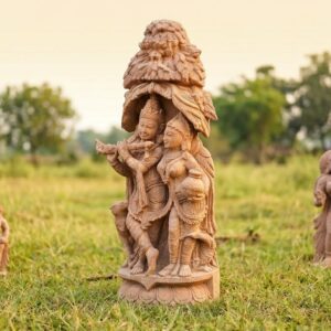 Sandstone Radha Krishna Statue – Handcrafted Divine Murti 5 Feet – side view