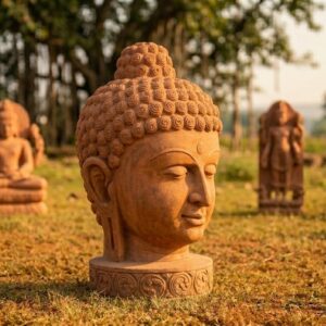 Sandstone Buddha Bust 4 Feet for Meditation Decor