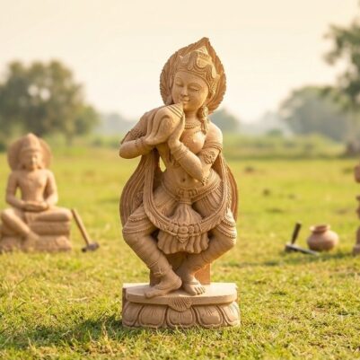 Sandstone Devadasi Statue – Traditional Indian Art decore